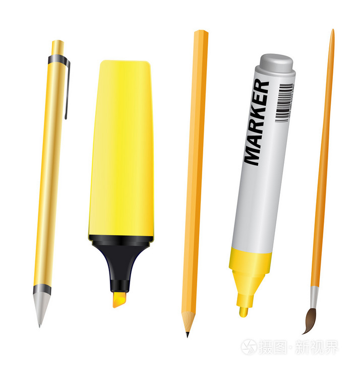 孤立在白色背景上的書(shū)寫(xiě)工具